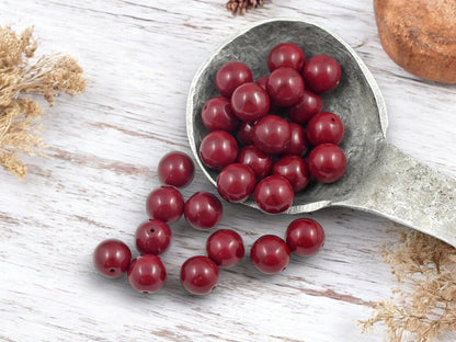 Opaque Dark Red Round Druk Beads - Choose Your Size