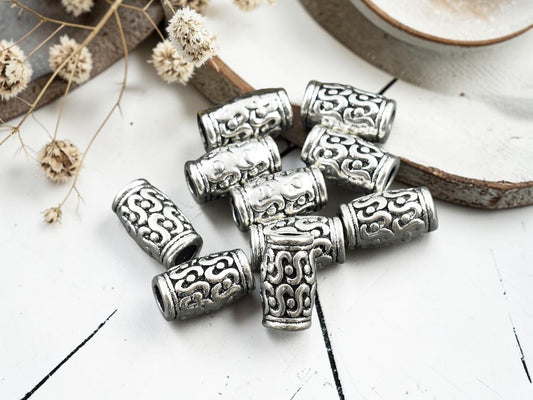 *25* 7x12mm Antique Silver Large Hole Column Beads