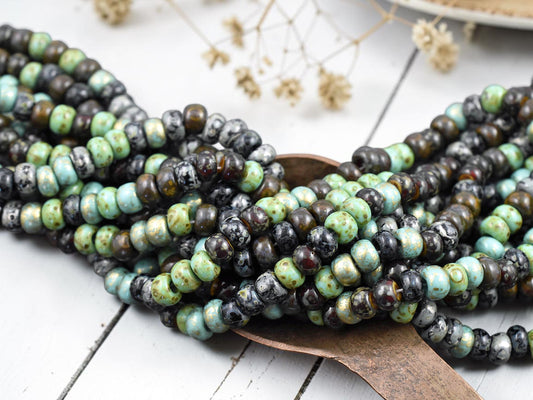 2/0 Aged Jade Jeweled Metallic Mix Seed Beads (20" Strand)