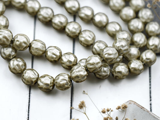Czech Glass Satin Taupe Pearl Baroque Round Beads -- Choose Your Size