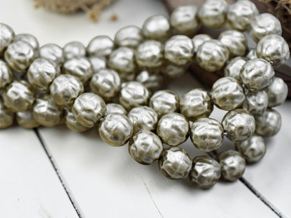 Czech Glass Satin Taupe Pearl Baroque Round Beads -- Choose Your Size