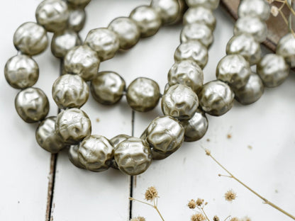 Czech Glass Satin Taupe Pearl Baroque Round Beads -- Choose Your Size