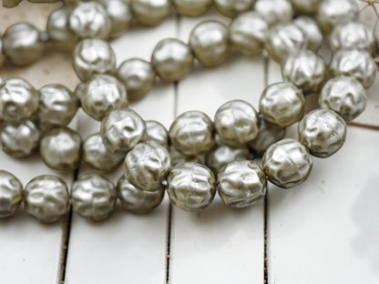 Czech Glass Satin Taupe Pearl Baroque Round Beads -- Choose Your Size