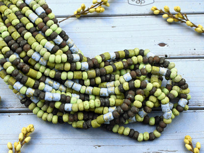 6/0 Aged Matte Demeter Tube Picasso Mix Seed Beads (21" Strand)