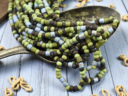 6/0 Aged Matte Demeter Tube Picasso Mix Seed Beads (21" Strand)