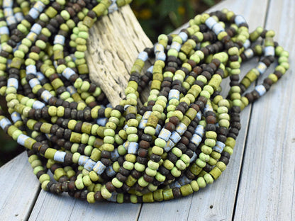 6/0 Aged Matte Demeter Tube Picasso Mix Seed Beads (21" Strand)