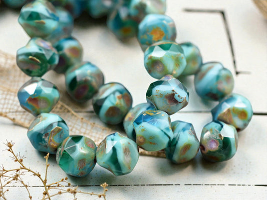 *15* 8mm Riviera Maya Picasso Central Cut Round Beads