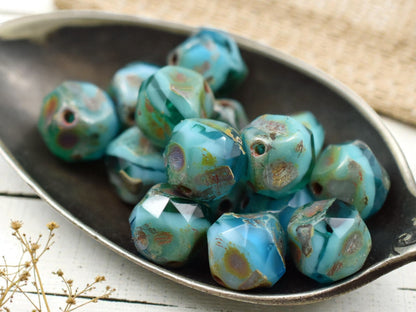 *15* 8mm Riviera Maya Picasso Central Cut Round Beads