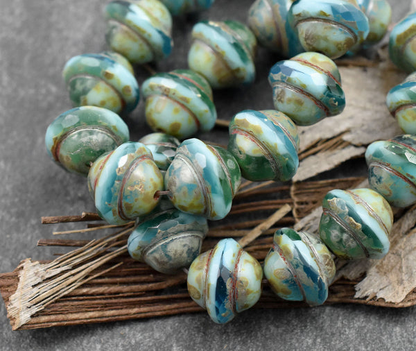 Blended Aqua Turquoise Picasso Saturn Beads