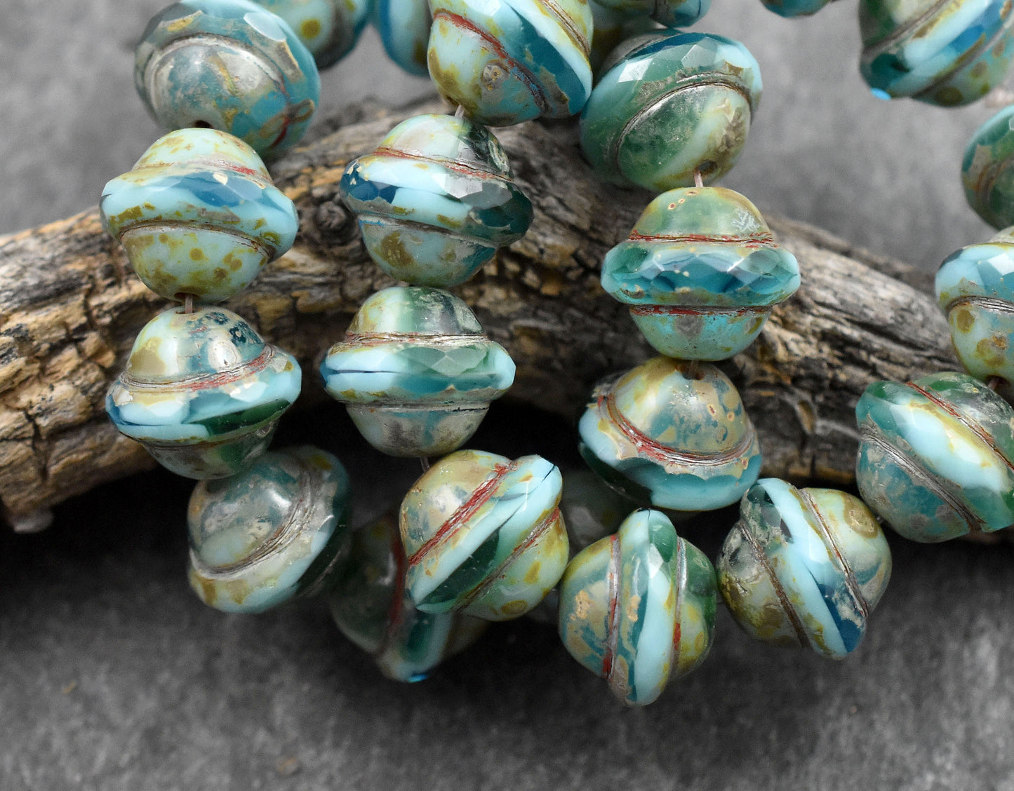 Blended Aqua Turquoise Picasso Saturn Beads
