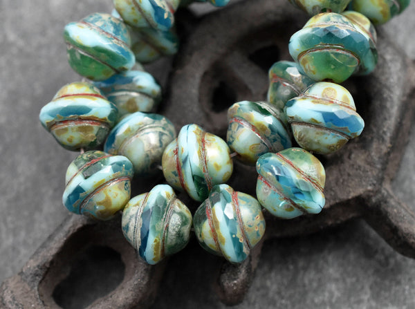 Blended Aqua Turquoise Picasso Saturn Beads