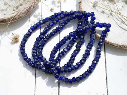 *50* 4x3mm Cobalt Picasso Trica Beads