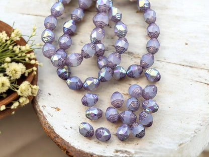 *15* 6x8mm Purple AB Washed Thistle Oval Cathedral Beads