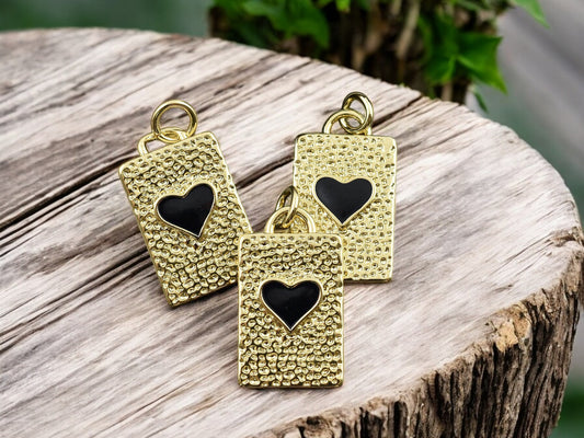 19x11mm 18k Gold Plated Heart Rectangle Pendant