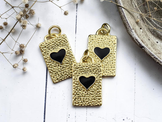 *2* 19x11mm 18k Gold Plated Heart Rectangle Charm/Pendants