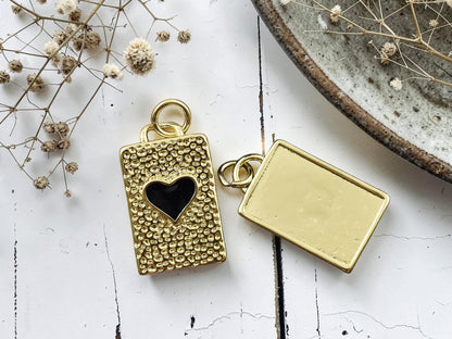 *2* 19x11mm 18k Gold Plated Heart Rectangle Charm/Pendants