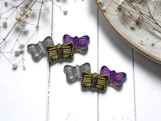 *10* 16x11mm Metallic Rainbow Washed Crystal Butterfly Beads