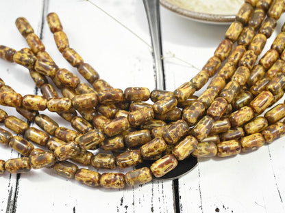 *18* 12x6mm Alabster Travertine Rounded Tube Beads