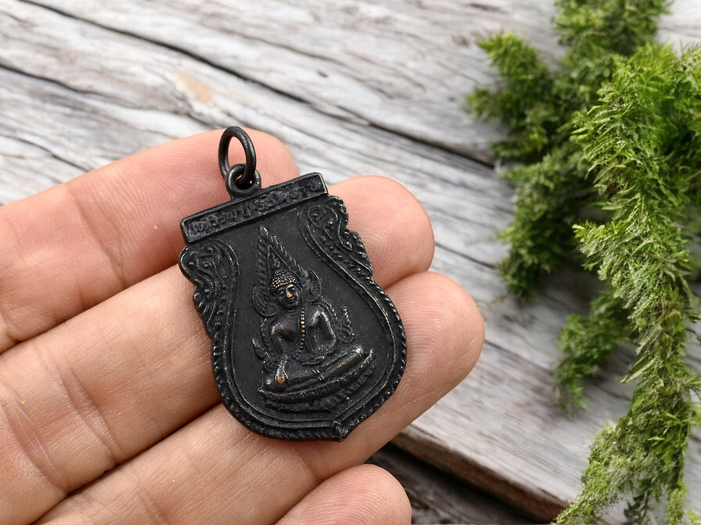 23x35mm Black Finished Buddha Amulet Pendant
