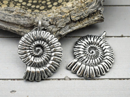 *2* 37x27mm Antique Silver Nautilus Pendants