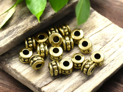 *100* 4x6mm Antique Gold Large Hole Rondelle Spacer Beads