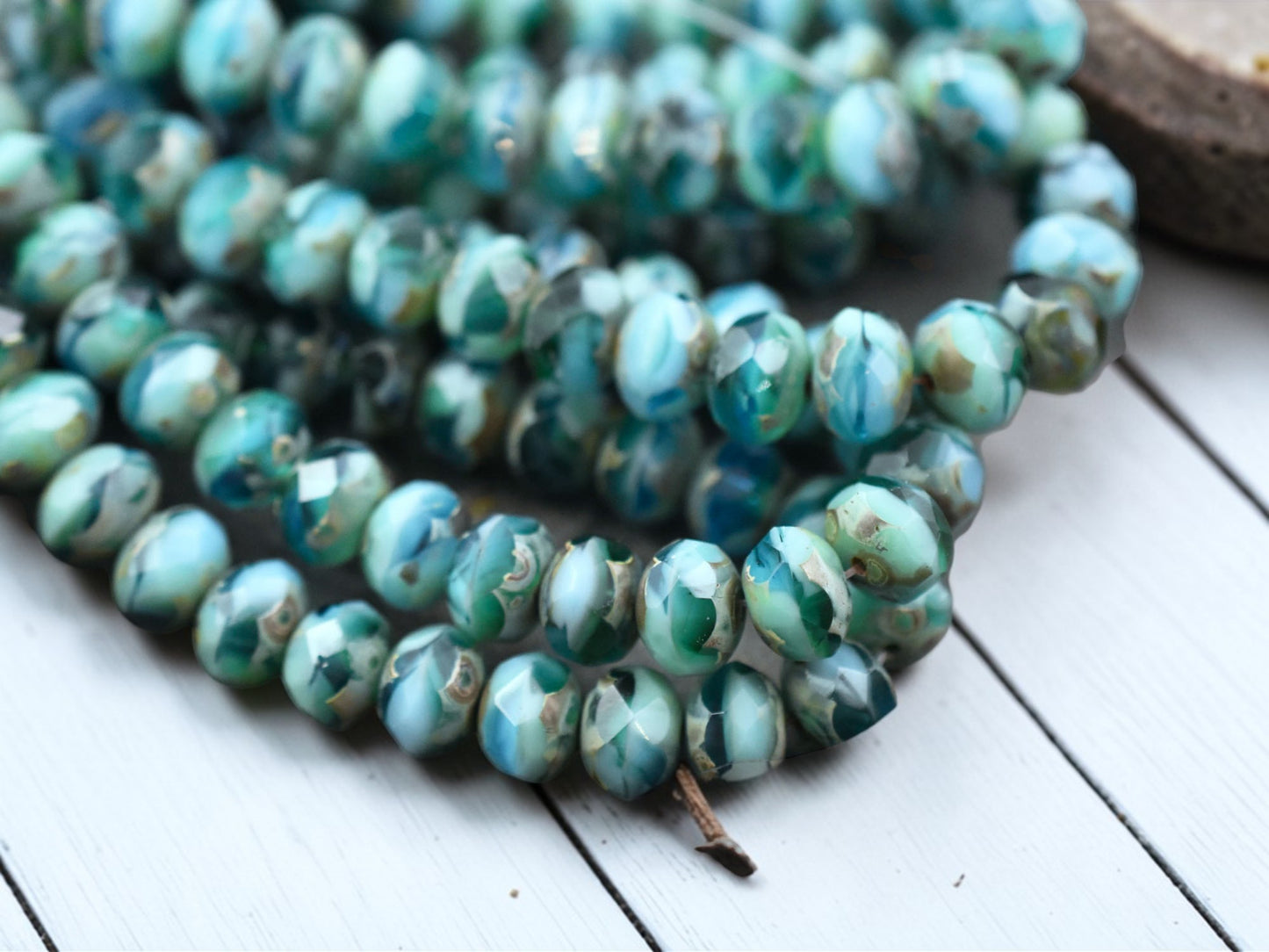 *25* 6x8mm Riviera Maya Picasso Fire Polished Rondelle Beads