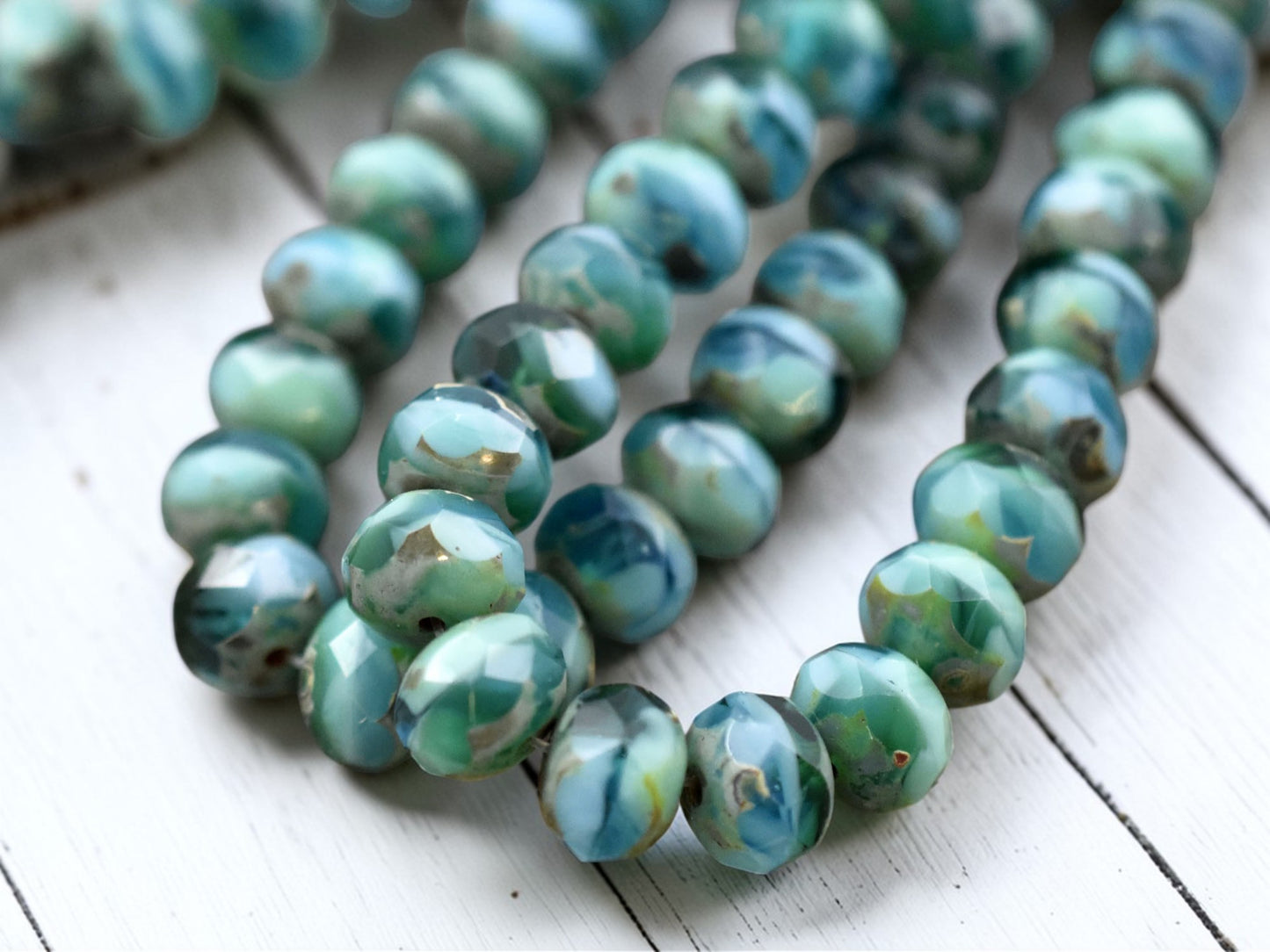 *25* 6x8mm Riviera Maya Picasso Fire Polished Rondelle Beads