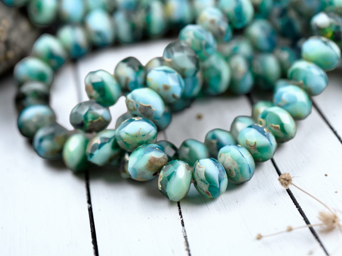 *25* 6x8mm Riviera Maya Picasso Fire Polished Rondelle Beads