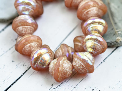 *12* 10x12mm Silver AB Washed Apricot Saturn Beads
