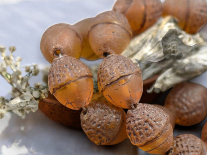 *8* 10x12mm Brown Washed Matte Orange Topaz Acorn Oval Beads
