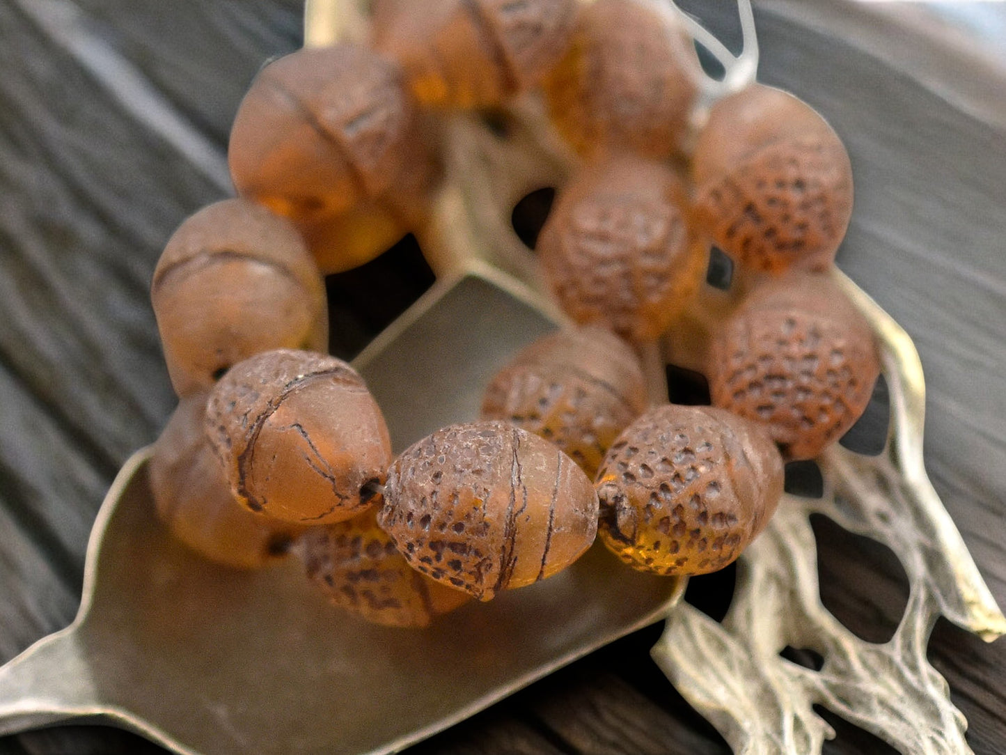 *8* 10x12mm Brown Washed Matte Orange Topaz Acorn Oval Beads