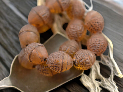 *8* 10x12mm Brown Washed Matte Orange Topaz Acorn Oval Beads