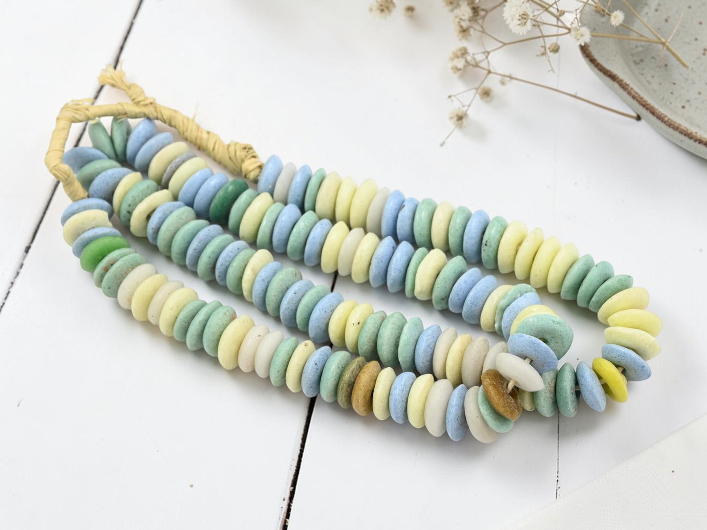 13~15mm Mixed Recycled African Glass Heishi Beads (23" Strand)