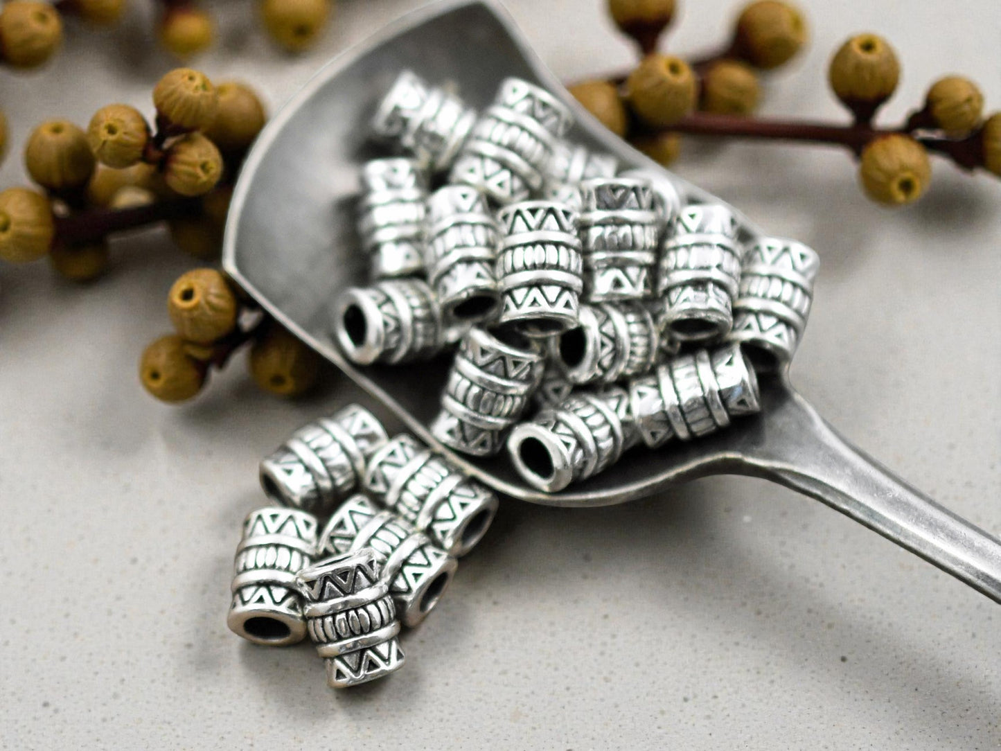 *100* 5x7mm Antique Silver Drum Beads
