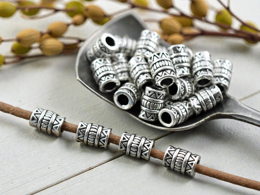 *100* 5x7mm Antique Silver Drum Beads