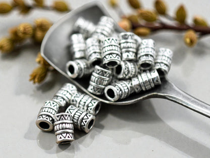 *100* 5x7mm Antique Silver Drum Beads