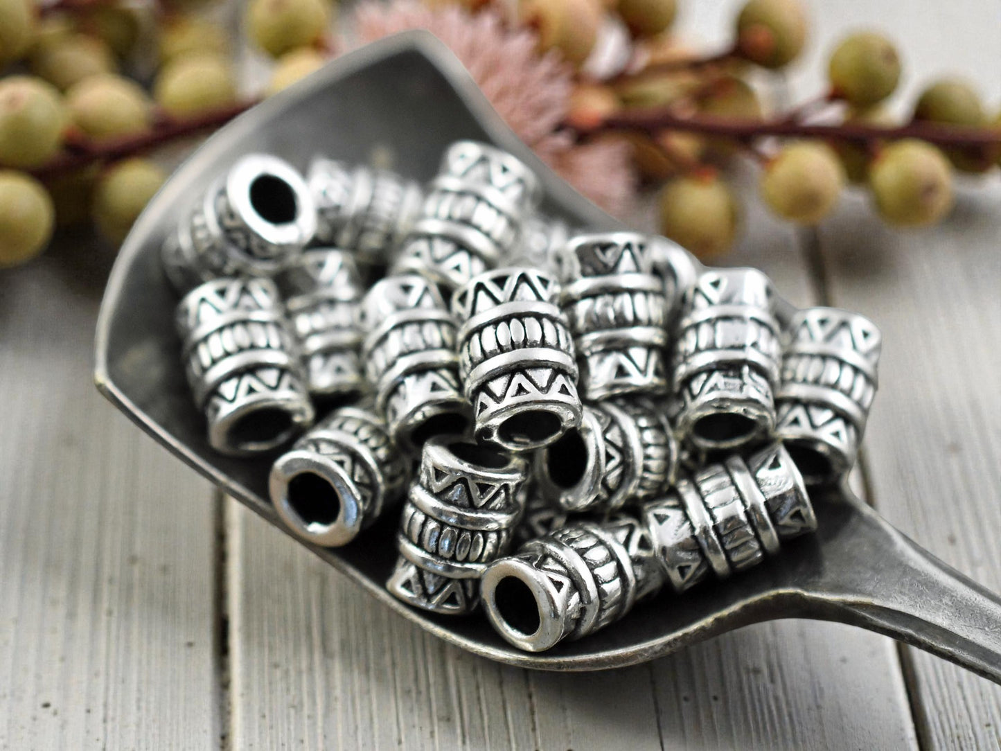 *100* 5x7mm Antique Silver Drum Beads