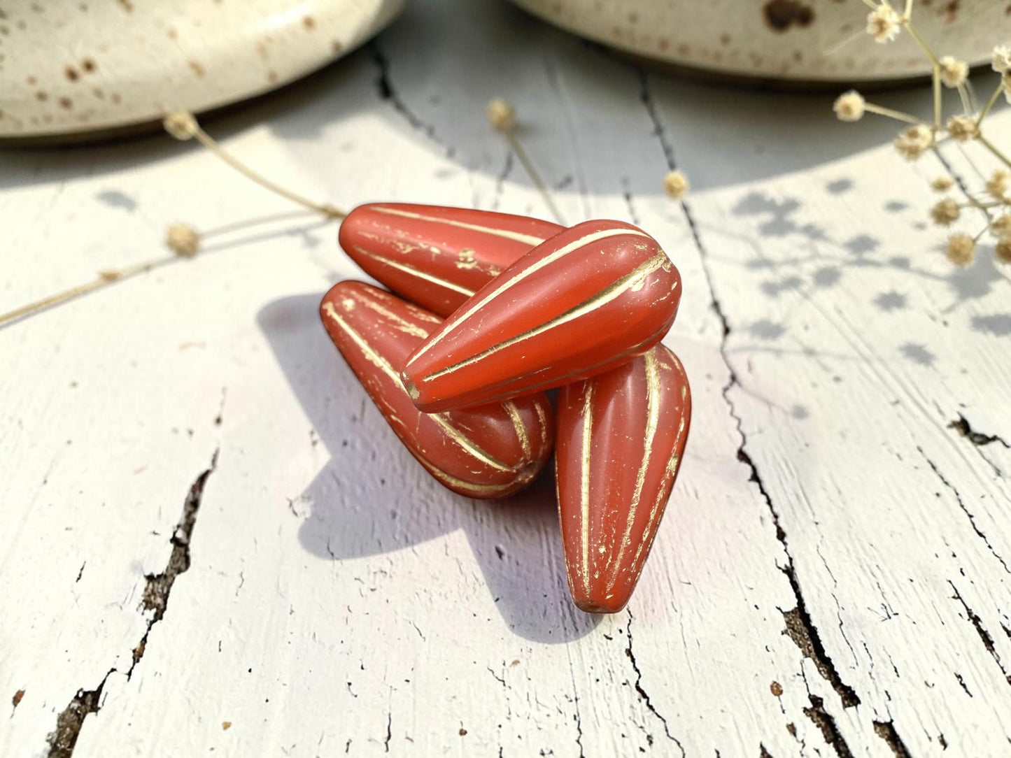 22x11mm Gold Washed Opaline Melon Drop Beads - Choose Your Qty