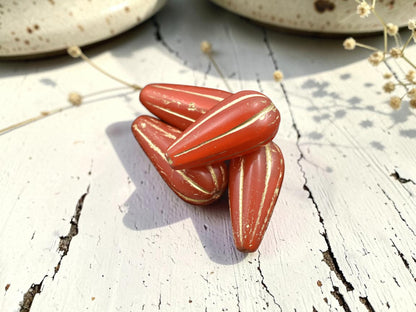 22x11mm Gold Washed Opaline Melon Drop Beads - Choose Your Qty