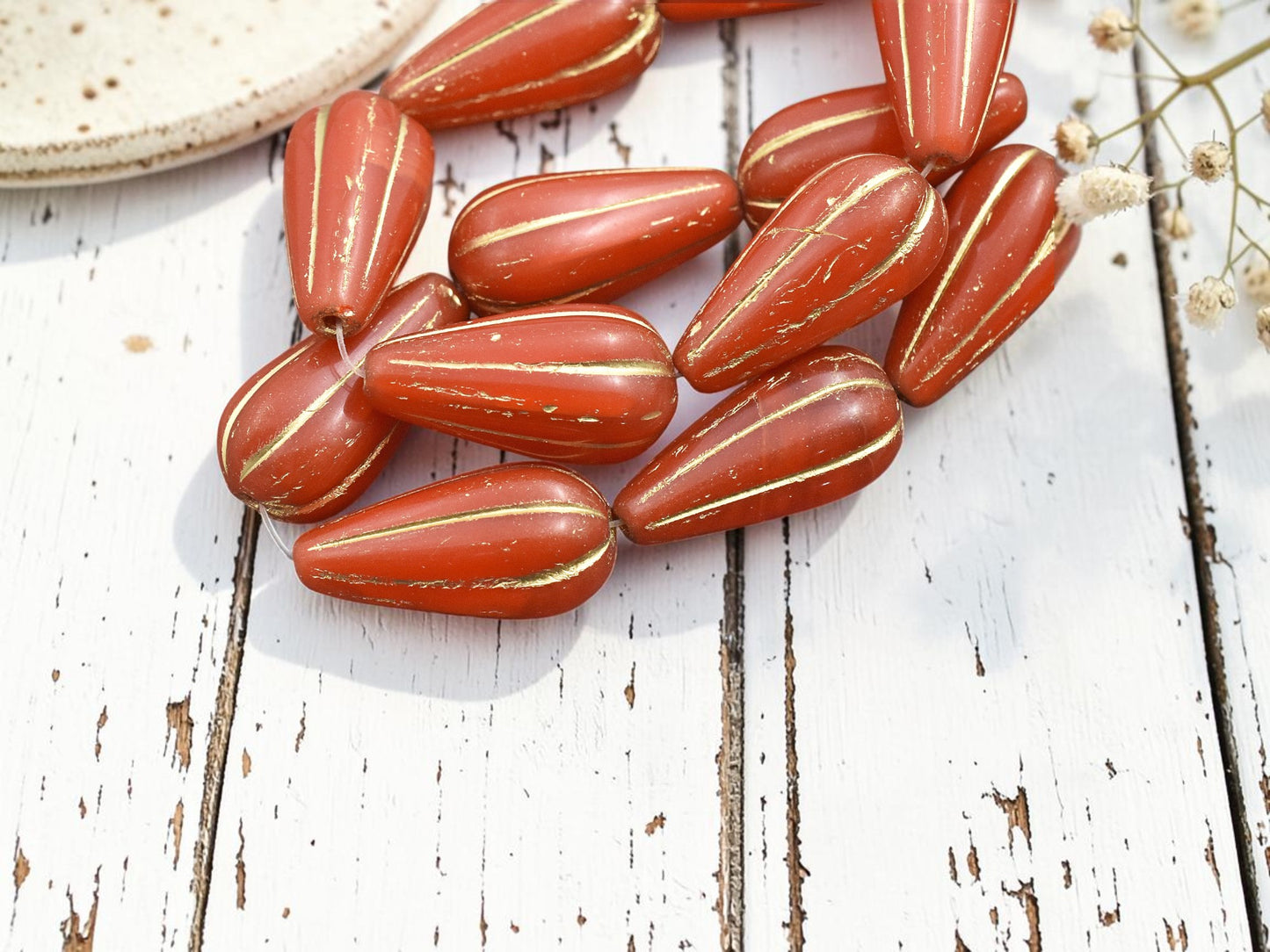 22x11mm Gold Washed Opaline Melon Drop Beads - Choose Your Qty