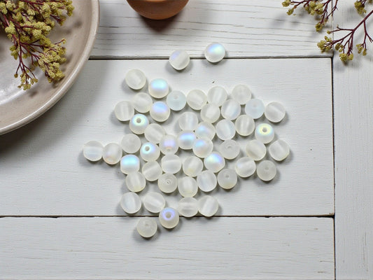 *50* 4mm Matte Crystal AB Round Druk Beads