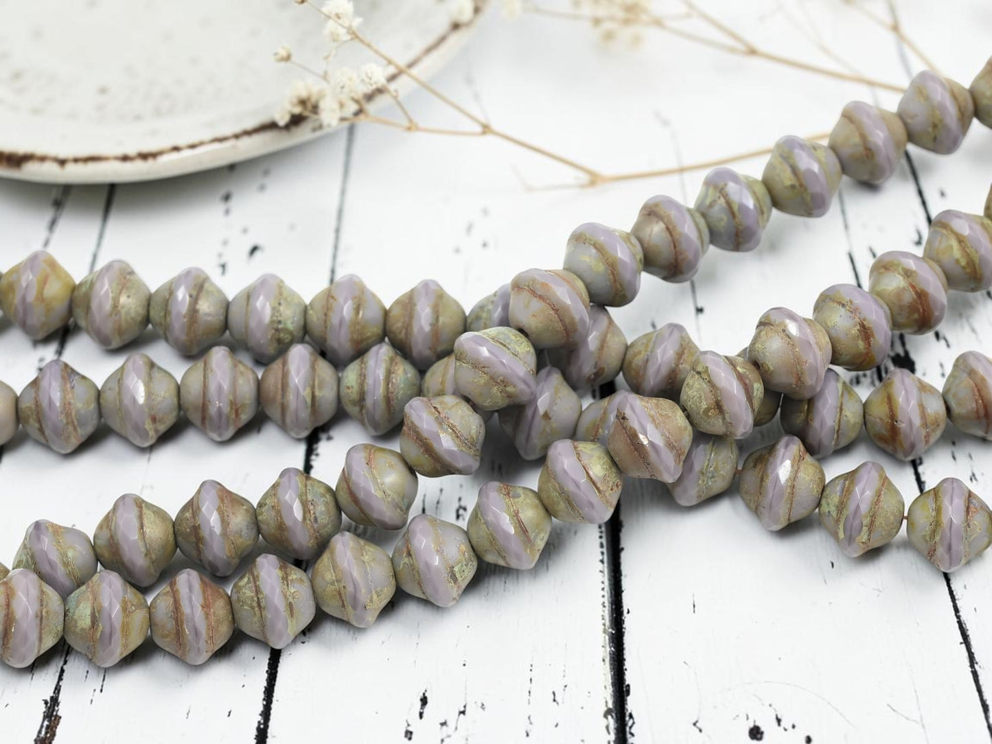 Opaque Light Purple Picasso Saturn Beads - Choose Your Size
