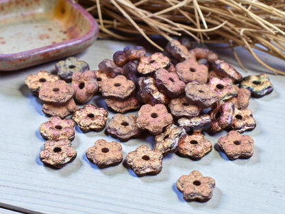 *50* 5mm Etched Copper AB Forget Me Not Rondelle Daisy Beads