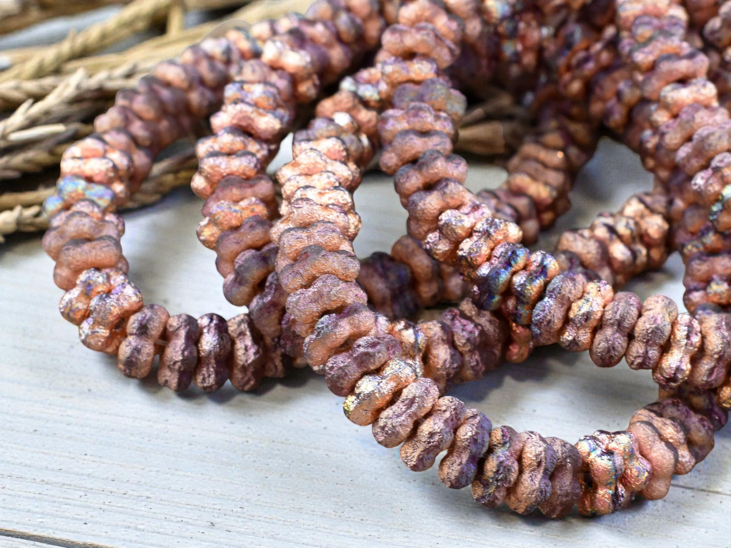 *50* 5mm Etched Copper AB Forget Me Not Rondelle Daisy Beads