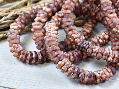 *50* 5mm Etched Copper AB Forget Me Not Rondelle Daisy Beads