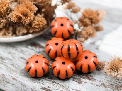 *10* 11x8mm Black Washed Opaque Orange Pumpkin Rondelle Beads