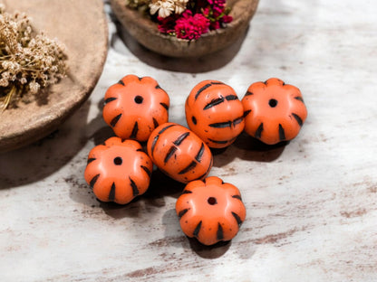 *10* 11x8mm Black Washed Opaque Orange Pumpkin Rondelle Beads
