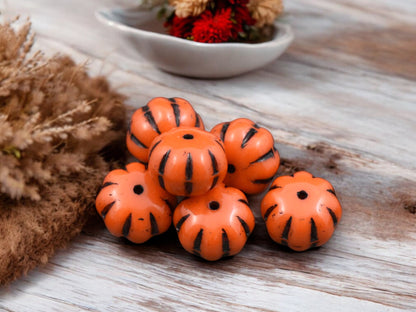 *10* 11x8mm Black Washed Opaque Orange Pumpkin Rondelle Beads