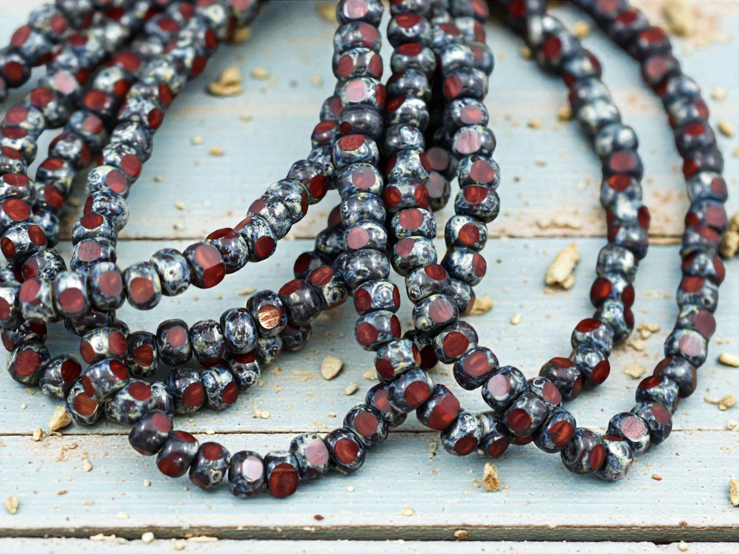 *50* 4x3mm Ruby Red Picasso Trica Beads