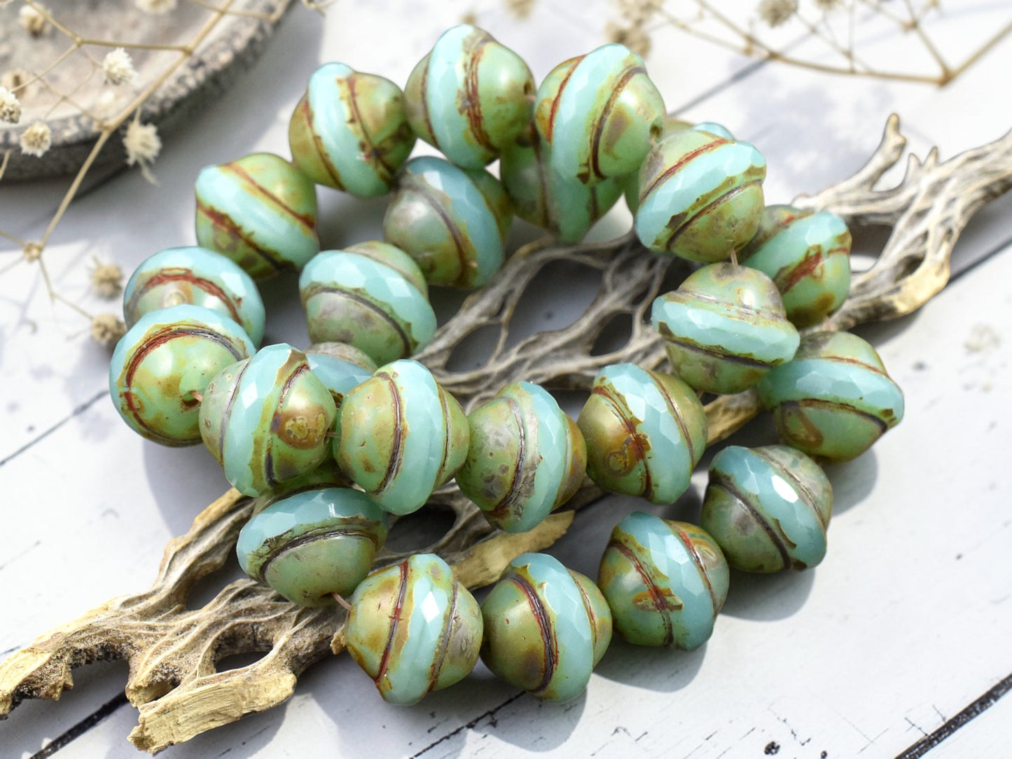 Aqua Opal Picasso Saturn Beads -- Choose Your Size